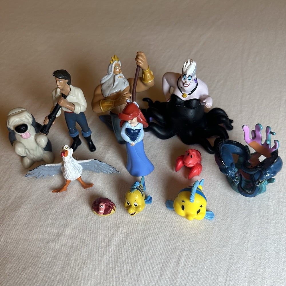 LITTLE MERMAID Figure Play Set DISNEY PVC TOY Ariel SEBASTIAN Flounder URSULA - Picture 2 of 9